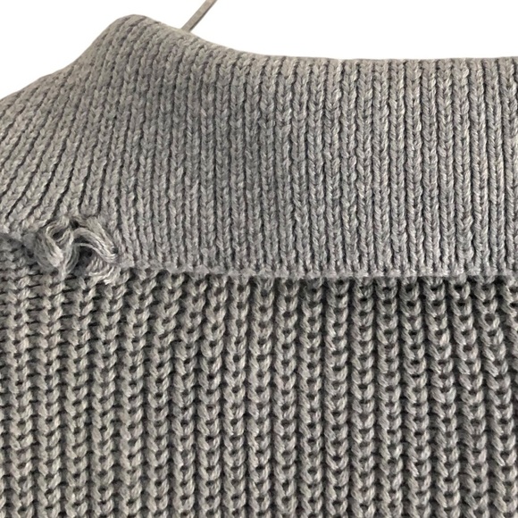 Bobi Black Los Angeles Sweater Distressed Heather Grey Collared V-neck Small - Picture 2 of 10
